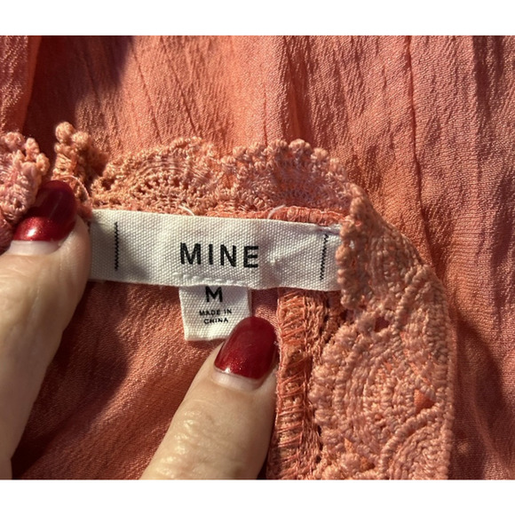 Mine Anthropology Tank Top M Scalloped Crochet Lace Funnel Neck Boho Chic Girly - Picture 7 of 9